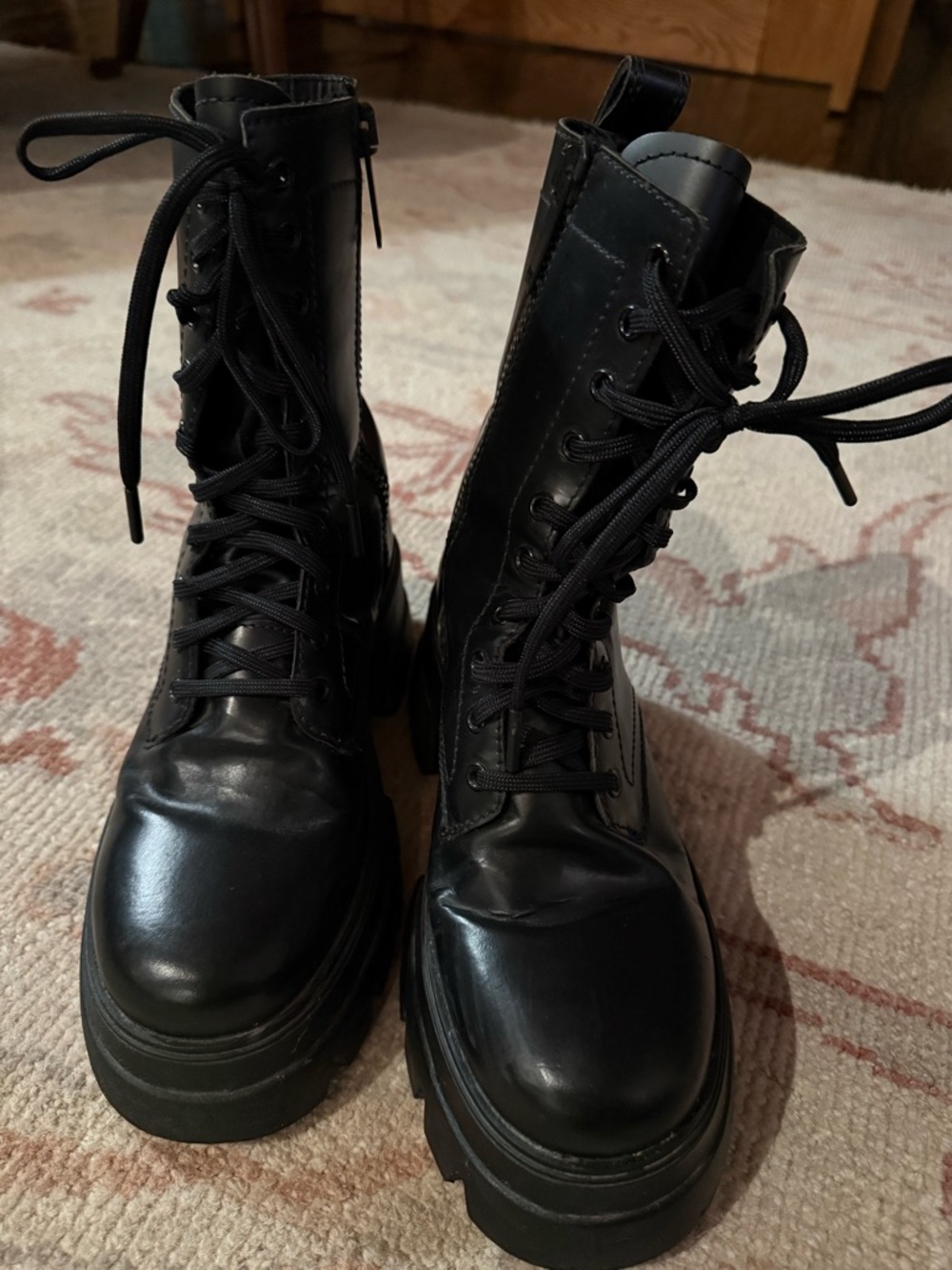 Thursday Boot Company Black Lace-Up Combat Boots with Platform Sole